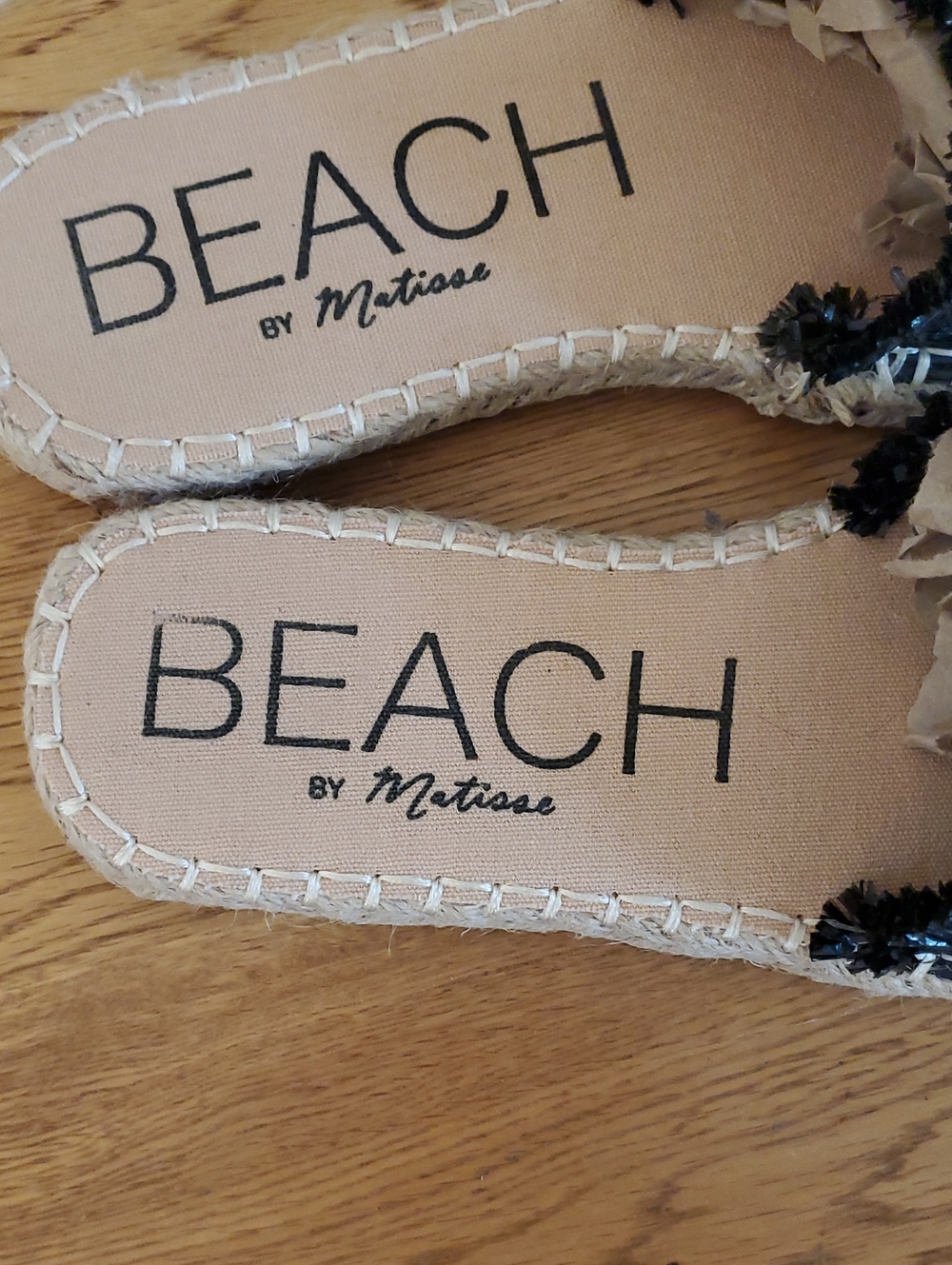 Beach by Matisse "KOKO" Raffia Sandals Slides Black/Tan Neutral, Size 7 Medium - Picture 7 of 10